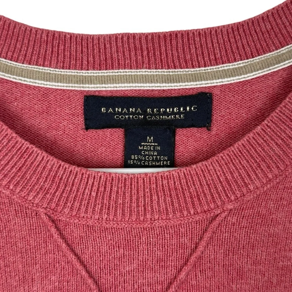 Banana Republic Y2K Cotton-Cashmere Crewneck Sweater Coral/Brick Red Mens Medium